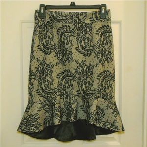 Bebe Black Lace Tulip Fit and Flare Mermaid Skirt